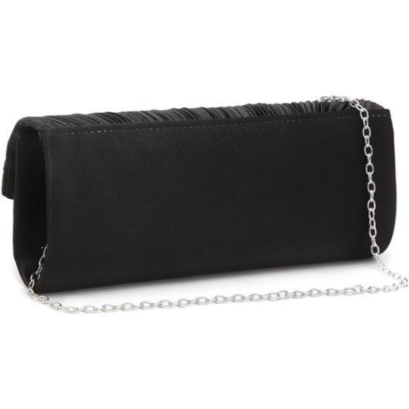 Evening Clutch Crossbody Bag Black Purse Wedding Handbag Party Prom Bridal Gift